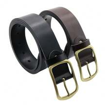 1 Piece Of Men's Alloy Japanese Buckle Antique Belt, Men's Soft Leather Youth Perforated Copper Needle Buckle