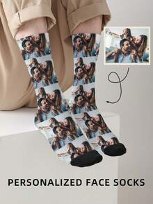 1 Pair Of Customized Face Women's Mid Tube Socks, Put Any Face On Socks, Personalized Socks For Cats And Pets With Photos, Interesting Customized Picture Pairs With Medium To Long Socks, Suitable For Valentine's Day Personalized For Birthdays, Dawg, Colorful, Cute, Adorable, Contracted, Funny, Custom, Unique, Customized, Personalized, Ideal Gifts For Him, Ideal Gifts For Her, Boyfriend, Girlfriend, Family, Friends, Her - Multicolor - View 11