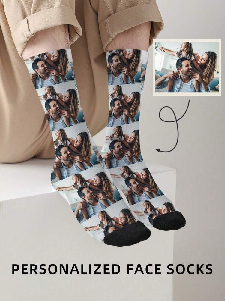 1 Pair Of Customized Face Women's Mid Tube Socks, Put Any Face On Socks, Personalized Socks For Cats And Pets With Photos, Interesting Customized Picture Pairs With Medium To Long Socks, Suitable For Valentine's Day Personalized For Birthdays, Dawg, Colorful, Cute, Adorable, Contracted, Funny, Custom, Unique, Customized, Personalized, Ideal Gifts For Him, Ideal Gifts For Her, Boyfriend, Girlfriend, Family, Friends, Her - Multicolor - View 10