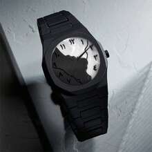 Unisex Black Rubber Strap Quartz Watch, Sports Casual Style, Innovative Design, Adjustable Strap, Round Dial With Rivets, Suitable For Daily Wear, Birthday Gift, Party, Holiday Gathering, Ideal Choice For Yourself Or Friends. (Box Not Included) - Black - View 6