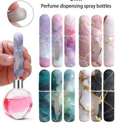 1/4 pezzi Nuova bottiglia spray per profumo dorata e marmorizzata, bottiglia per profumo da 5ml, strumento portatile da viaggio per mini confezioni di profumo, per uomo e donna, disponibile in vari colori, regali di compleanno per famiglia e amici, regali di Natale