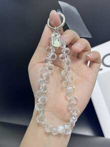 Fashionable Beaded Phone Wrist Strap, Universal Fit For All Smartphones, Luxury Beaded Decoration With Finger Ring Stand Gifts For Mother, Family, Friends, Birthday, Holiday Phone Charm, Phone Chain - Black - View 24