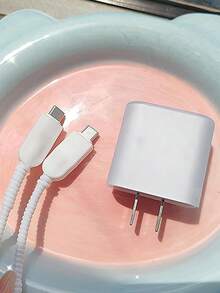 5 件哑光白色 TPU 防震充电器保护壳和绕线器，兼容 Apple 18W/20W 充电器 - 白色 - 查看 3