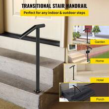 Round Type Metal Handrail Step Handrail 2 Steps Handrails For Outdoor Steps Handrails 18L X 38H Inch Steps Stair Railing For Steps With One Bolt Down Post - Black - View 2