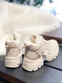 Zapatos de invierno para mujer, ligeros y cómodos, con diseño delicado y forro térmico, suela gruesa y cálida, zapatillas casuales de caña alta para mujer