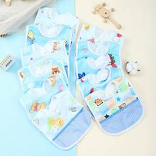 6 件套水晶天鹅绒 U 型防水婴儿围兜，图案随机 - 彩色 - 查看 16