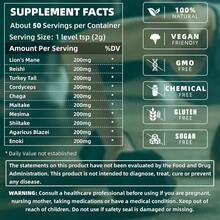 Mushroom Extract Powder, 10-In-1 Mushroom Blend For Coffee, Smoothies &Amp; Drinks - Natural Focus, Energy Booster &Amp; Immune Support Supplement - 353 Oz _ 100g - White - View 3