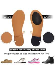 Non-Slip Shoes Pads (4 Pairs) - High Heels Anti-Slip Shoe Grips, Adhesive Sole Protectors (Black)