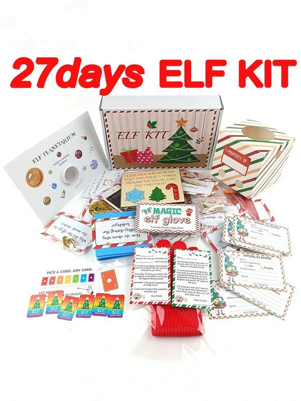 [Christmas Countdown Elf Kit] Interactive Christmas Countdown Elf Kit - 27-Day Holiday Fun With Colorful Candies, Props & Activities - No Power Needed