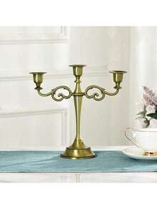 1 件/1 套波西米亚风格锌合金餐桌装饰 5 头/3 头烛台摆件金色欧式会所家居客厅节日浪漫氛围装扮蜡烛插座摆件 - 金色 - 查看 11