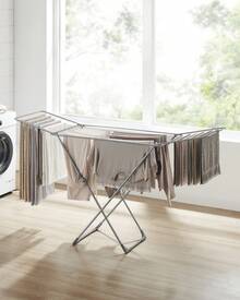 SONGMICS Étendoir à Linge, Séchoir Pliable, 50 x 182 x 102,5 cm, avec Barres, Support de Séchage sur Pieds, Utilisation Intérieure/Extérieure, Draps et Vêtements, Gris - Gris - Voir 1