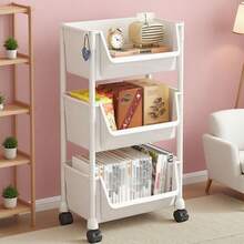 1 Piece 3/5 Layer Practical Roller Plastic Storage Cart, Wheeled Cart, Storage Rack, Sundries Snacks Books, White/Macaron Color Bathroom Storage Practical Cart, Suitable For Kitchen Living Room, Office, Kitchen, Bathroom Storage Box And Storage Rack, Halloween/Christmas Gift - White 3 Layers - View 5