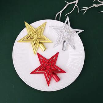 1pc - Red Gold Silver Hollow Shaped Tree Top Star, Used For Christmas Party Atmosphere Decoration And Christmas Tree Top Decoration Christmas Decorations Winter Room Decor Christmas Decorations Home Christmas Gifts Christmas Decor
