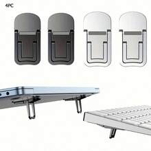 2pcs Adjustable Desk Keyboard Stand - Foldable, 2-Angle Riser With Self-Adhesive Mounting, Portable & Invisible Laptop Holder For Enhanced Airflow And Comfort