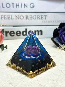 Energy Pyramid Orgonite Reiki Natural Amethyst Ball Healing Crystals Chakra Tool Ornaments Resin Stones Craft Kids Pyramid Home Decoration Gifts,Creative Crystal Resin Desktop Ornament, Suitable For Christmas, Halloween, Father's Day