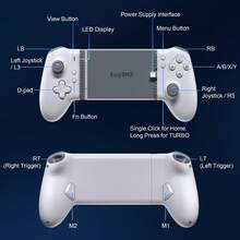 Contrôleur de jeu mobile Android EasySMX M15, compatible avec iOS 15 et supérieur, ainsi que la plupart des téléphones Android, prend en charge le Bluetooth + connexion directe, rétroaction de vibration à 6 niveaux, boutons mécaniques avancés, joystick à effet Hall et gâchettes à effet Hall, contrôleur programmable (inclut un sac de rangement) - Blanc (sans sac de rangement) - Voir 12