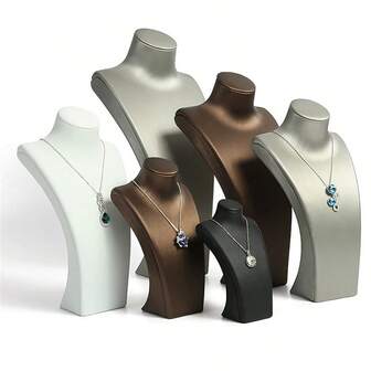 Pu皮革人像颈展架半身模特首饰吊坠架子珠宝拍照道具首饰收纳架