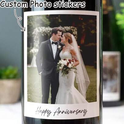 Personalized Photo Wine Labels And Stickers, Customized Birthday Gifts, Couples' Birthdays, Anniversaries, Weddings, Personalized Photo Gifts, Also Suitable For Prosecco Champagne, Vintage 1995 Birthday Stickers For Her, Photo Wine Bottle Bridesmaids, Wine Stickers, Bridesmaid Proposals, Wine Gifts For Besties, Gifts For Him/Her, Exquisite, High-Quality Custom, Personalized, Unique Gifts, Ideal For Christmas Gifts