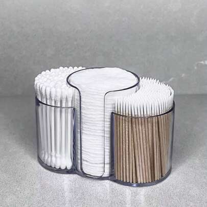 Cleaning Swab Dispenser Holder, Bathroom Container 3 In 1 Cleaning Swab And Makeup Pad Holder, Dressing Table Organizer For Cleaning Swabs, Pads, Dental Floss