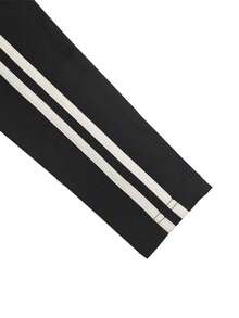 Plus Size Women's Casual Black & White Striped 2 Pieces Set, Autumn - Black and White - View 5