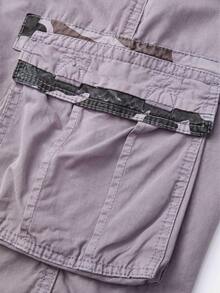 Plus-Size Men's Solid-Color Pure Cotton Fashionable Casual Campus College Style American High Street Outdoor Mountain Tactical Style Workwear Shorts - 灰色 - 查看 6