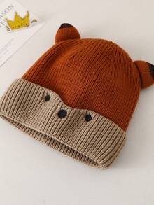 1 pièce Bonnet bébé tricoté style dessin animé, épais et chaud, coupe-vent, nouveau style automne/hiver pour tout-petits de 1 à 2 ans