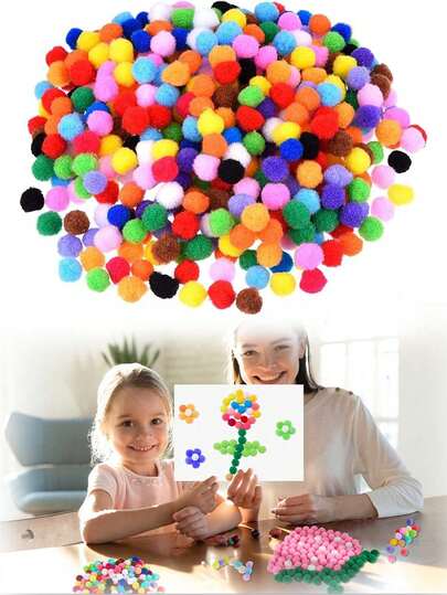 1000 piezas de pompones súper brillantes y coloridos, pompones hechos a mano adecuados para manualidades, pasatiempos, decoraciones de Halloween/Navidad DIY, proyectos y actividades de arte escolar