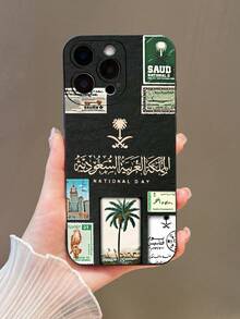 1 Stück Mode Kreativ Stempel & Architektur Patchwork Muster Handyhülle, TPU Material Stoßfest, Wasserdicht, kompatibel mit iPhone 16/15/14 Plus/13/12/11/Pro Max/Pro/Plus und Galaxy Serie