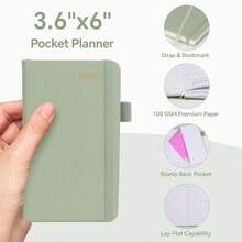 20252026 Pocket Weekly Planner For Purse Small Calendar Book 3.6 X 6 Academic Year Planner With Monthly Weekly View Hardcover Agenda With Bookmark Strap Undated Note Pages Ideal For Women Teachers And Professionals Sage Green Color Compact Daily Organizer For  Scheduling And Productivity - Cây xô thơm xanh - Xem 6