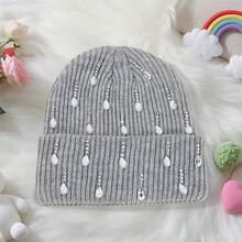 Knit Rhinestone Embellished Hat For Women, Winter Warm Beanies Cap For Outdoor Shopping, Dating, Ski - 淺灰色 - 查看 4