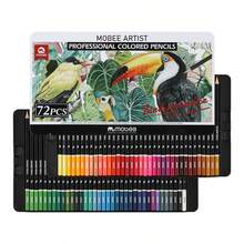 Mobee Nowość na rynku P-3510 Zestaw kredek ołówkowych na bazie oleju 120/72/48 kolorów Premium Miękki rdzeń Rozpuszczalne w wodzie kredki do ilustracji artystycznych Cieniowanie Projektowanie Pudełko blaszane na prezent Łatwe przenoszenie Dobra jakość wykonania