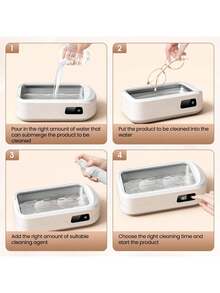 Ultrasonic Cleaning Device 48000 Hz, 640 Ml Glasses Cleaning Device, Ultrasonic Cleaner With 4 Modes, Ultrasonic Cleaner Suitable For Glasses, Jewellery, Watches, Dentures, Coins, Etc. - 白色 - 查看 7