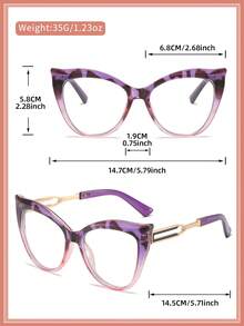 LALAMOLI 猫眼无度数眼镜，镂空镜腿设计，日常佩戴，配精美包装，适合作为礼物 - 彩色 - 查看 5