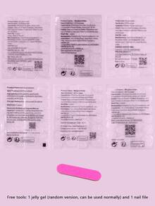 高品质Y2K可爱字母假指甲，适合音乐节佩戴。杏仁形，可爱卡通樱桃蝴蝶结图案。24片假指甲+1瓶果冻胶+1卷美甲用品。 - 彩色 - 查看 7