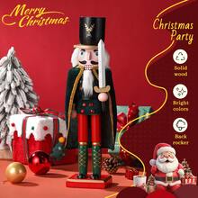 38cm Nutcracker 1PC Soldier Puppet Wooden Nutcracker Statue Craft Doll Christmas Living Room Office Desktop Holiday Gift - Multicolor - View 5