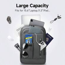 Business Backpack Men, 15.6 Inch Slim Lightweight Laptop Backpack With USB Charging Port, - Resistant Anti - Theft Small Travel Computer Backpacks, Work Bag Mochilas Commute College - Black - 15,6 inch + Xám đậm - Xem 3