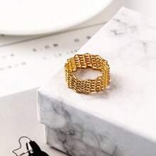 1 件女式多环镀铜戒指，内径 1.7 厘米，2 种款式可选 - 金黃色 - 查看 10