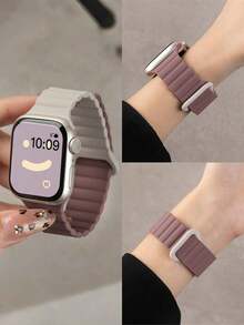 1条男女通用硅胶磁吸表带，兼容 42mm、38mm、40mm、41mm、44mm、45mm、46mm、49mm，时尚智能手表替换表带，适用于Ultra2、Ultra SE2、SE 11、10、9、8、7、6、5、4、3、2、1系列，学生返校季好礼