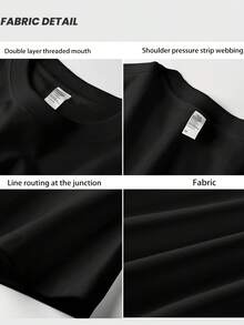 2026 New Men's-Shirt: Casual Versatile Base Shirt, Summer Personalized Print-Shirt, Loose Street Style Short Sleeve, Men's Oversize Loose Short Sleeve-Shirt,, Unisex 180g Cotton - màu đen - Xem 3