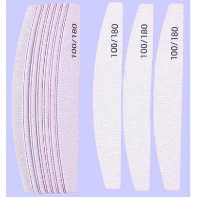 5Pcs/10Pcs Grey Nail Art File Crescent Shape Buffer Block Double Sided Manicure Files Sticks Nail Salon Tools