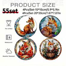1 Piece, Red Fox Moon Catcher, Garden Light Catcher, Acrylic Painted Hanging Ornaments, Animal Theme Room Decoration, Party Decoration, Window Decoration, Birthday Gift, School, Office, Porch, Wall Art, Ideal Gift - Acrylic-round - View 15