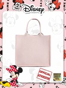 Cartoon Minnie Mouse Pattern Knitted Handbag, Portable Foldable Design Wristlet Pouch, Suitable For Daily Matching, Shopping, Parties, Holiday Gifts