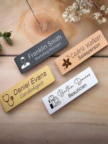 Personalized 3D Daisy Wood Name Badge Personalized 3D Daisy Wood Name Badge, Pin Backing, Daisy Flower Nurse Teacher Doctor Name Badge, Nurse Badge - Multicolor - View 2