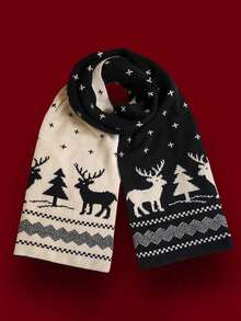 1件装 女士圣诞羊绒鹿纹轻盈柔软冬季围巾 旅行披肩配饰 - 彩色 - 查看 13