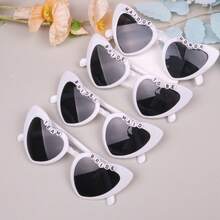 1pc Handmade Decorated Glasses, Bridal Style Glasses, Personalized Pearl Glasses, Bridal Fashion Glasses, Bachelorette Party Photo Prop, Bridesmaid Letter Slogan Wedding Love Glasses - Multicolor - View 5