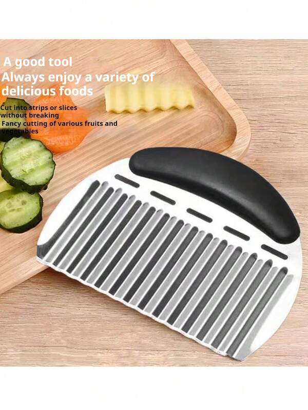 1pc Stainless Steel Half-Round Dough Scraper, Stainless Steel Flour Scraper With Measurement, Wavy Potato Cutter, Flour Cutter, Dough Cutter, Butter Scraper, Pizza Pancake Baking Tool, Kitchen Gadget For Cutting Dough, Pizza, Potato, Frosting And Baking