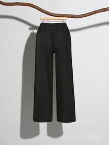 Women's Relaxed Wide Leg Cropped Pants With Pockets, Plus Size Cotton Linen Blend, Lightweight And Breathable, Loose Comfortable Fit, Multiple Color Options, Boho Inspired Style, Simple Versatile Design, Ideal For Everyday Wear, City Walks, Travel Vacations, Work Commute, Back To School Outfits, Casual Date Looks, And Valentine's Day Outfits - 黑色 - 查看 5