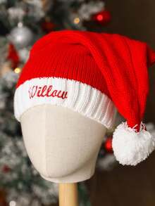 1pc Customized Embroidered Christmas Hat, Personalized Santa Claus Hat, Brimless Christmas Cap, Embroidered Christmas Hat, Christmas Party Hat, Christmas Gift