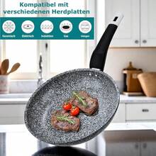 EliteHoff 4-częściowy zestaw patelni indukcyjnych (20/24/28 cm) + patelnia do naleśników 24 cm, zestaw patelni indukcyjnych, odlew aluminiowy z powłoką nieprwierk kolor szary - 灰色 - 查看 2