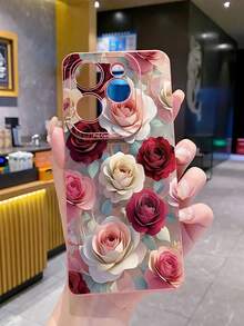 1 件奢华花卉相机保护手机壳，适用于三星/Galaxy/Infinix/Redmi/OPPO/VIVO/Realme Android 型号 - 粉色 - 查看 8